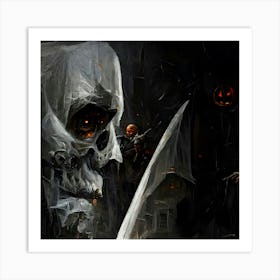 Skeleton With Knife Art Print