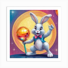 Bunny With Disco Ball 1 Art Print