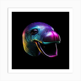 Neon Walrus Head Art Print