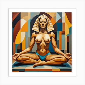 Sphinx Pose Cubism Style Art Print