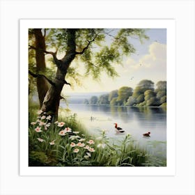 Ducks By The River Art Print