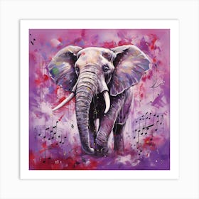 Elephant - Music Notes 1 Art Print