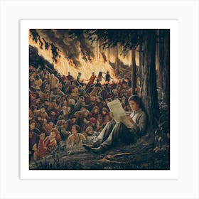 Fire In The Woods Art Print