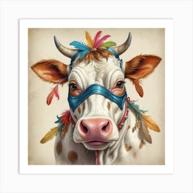 Cow With Feathers Art Print