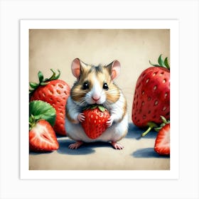 Strawberry Hamster 1 Art Print