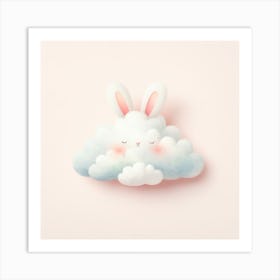 Fluffy Bunny Cloud With Calm Background Art Print