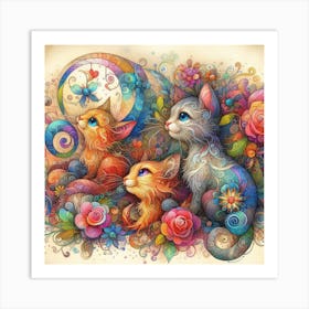 Colorful Kittens 1 Art Print
