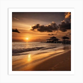 Sunset At The Beach 372 Art Print