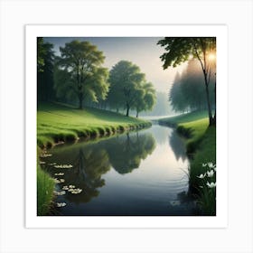 River In A Park Art Print