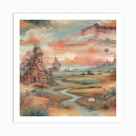 Landscape, Boho style Art Print