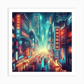 Chinese City At Night Art Print