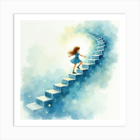 Little Girl Walking Up The Stairs Art Print