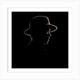 Silhouette Of A Man In A Hat Art Print