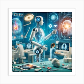 Medical Robot In The Lab Art Print