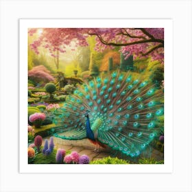 Peacock In The Garden Art Print