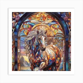 Stained Glass Horse Art Print