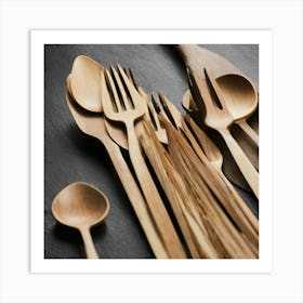 Wooden Spoons And Forks Art Print