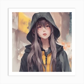 Anime Girl Modern Style Art Print