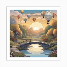 Hot Air Balloons Landscape 21 Art Print