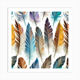 Feathers oil painting abstract painting art 3 Art Print