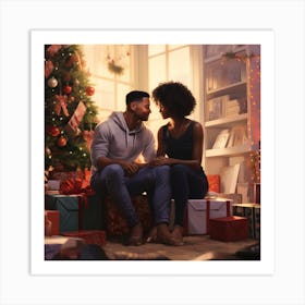 Realistic Black Gay Couple Christmas Stylish Deep 6e6e0b27 5617 45b6 B7d4 Ee10483cd003 Art Print