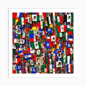Mexican Flags 9 Art Print