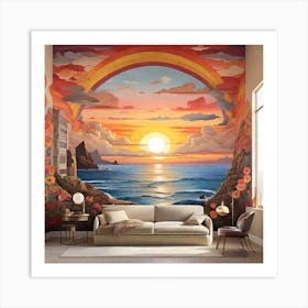 Rainbow Sunset Wall Mural Art Print