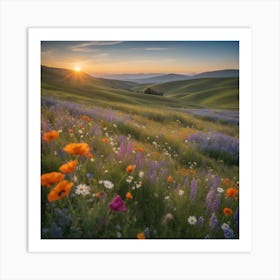 Wildflowers At Sunset 2 Art Print