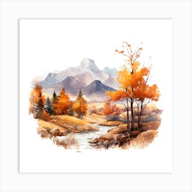 Watercolor Autumn Landscape 70 Art Print