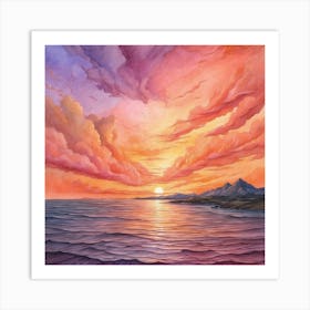 Sunset At The Beach Art Print