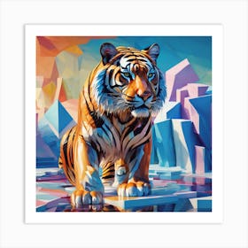 Tiger In Ice Water Art Print