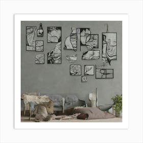 Black And White Abstract Wall Art Art Print