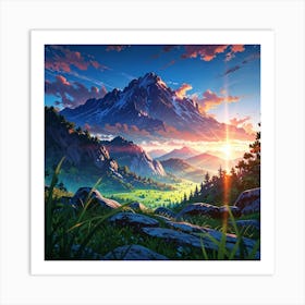 Sunset In The Mountains 6 Art Print