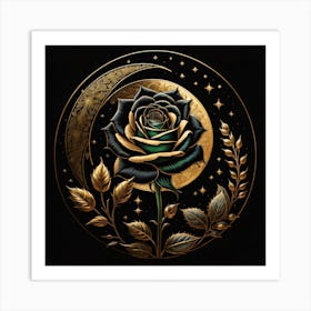 Black Gold Rose Art Print