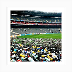 Stadium Rubbish Litter Trash Debris Pollution Garbage Waste Environment Cleanup Waste Man Art Print