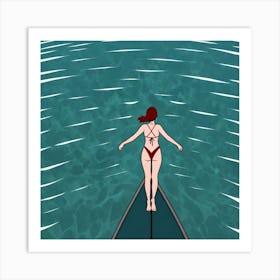 Woman In Bikini On Surfboard 4 Art Print