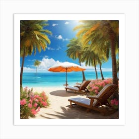 Beach Lounge Chairs Art Print