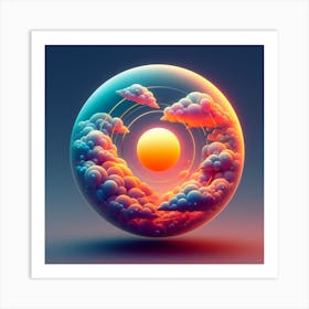 Sun And Clouds Orb Art Print