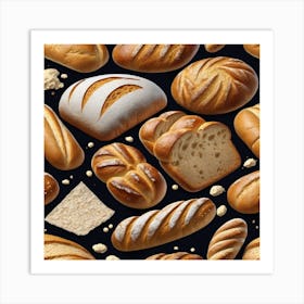 Breads On A Black Background Art Print