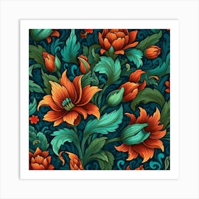 Floral Seamless Pattern 2 Art Print