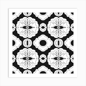 Black And White Floral Pattern 6 Art Print