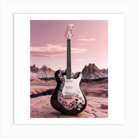 Rhapsody in Pink and Black Guitar Wall Art Collection 3 Art Print