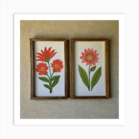 Two Framed Floral Prints Art Print