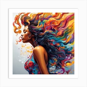 Woman With Colorful Hair 18 Art Print