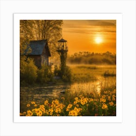 Sunrise In The Countryside Art Print