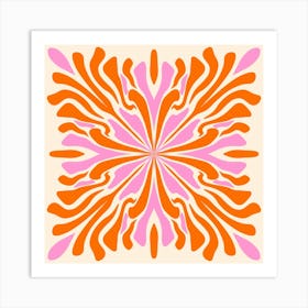 Abstract liquid petals - orange and pink Art Print