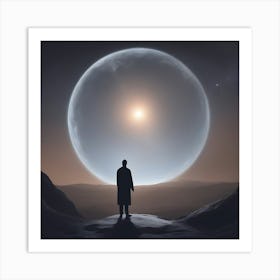 Man Standing In Front Of A Planet Art Print