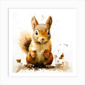 Squirrel Watercolor Painting Art Print