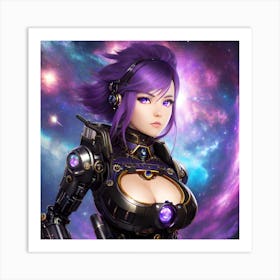 Surreal sci-fi anime cyborg limited edition 2/10 different characters Purple Haired Waifu Art Print