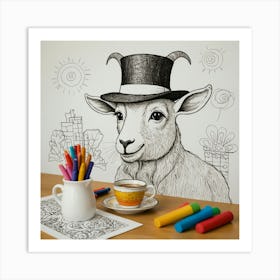 Goat In Top Hat Art Print